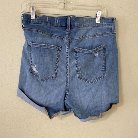 Altar’d State Distressed Denim Jean Shorts Womens size 31 Cuffed Raw Hem Stretch - Picture 3 of 13